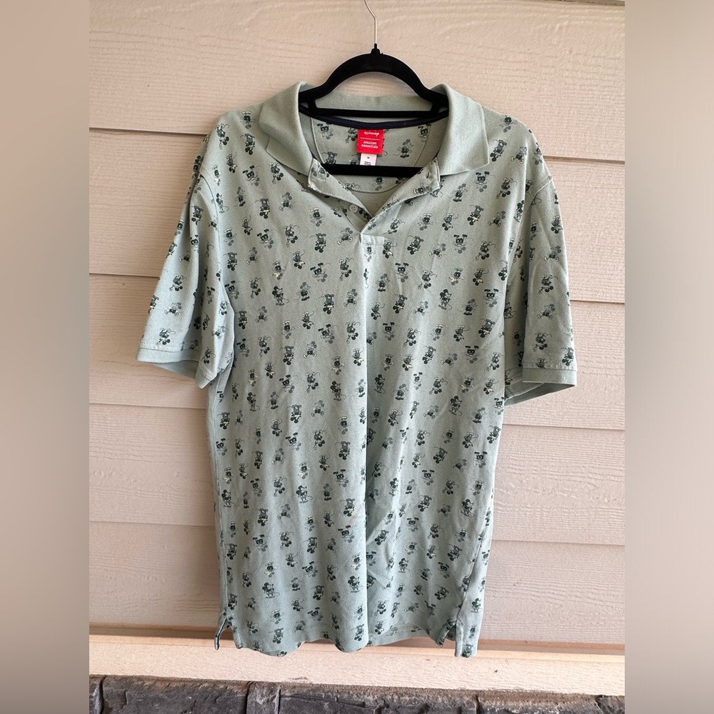 Disney Green Polo Shirt with Iconic Pattern